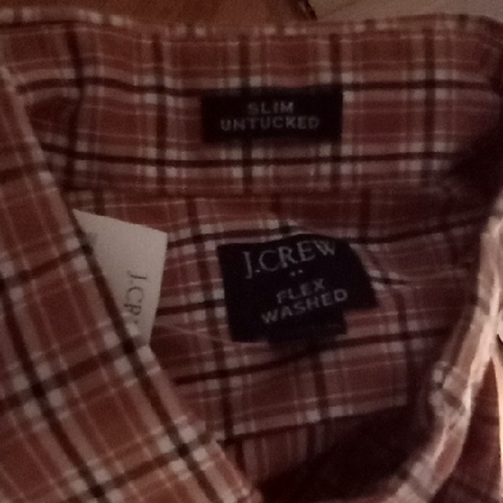 J. Crew Men's Flex Washed Plaid Shirt - Brown and White